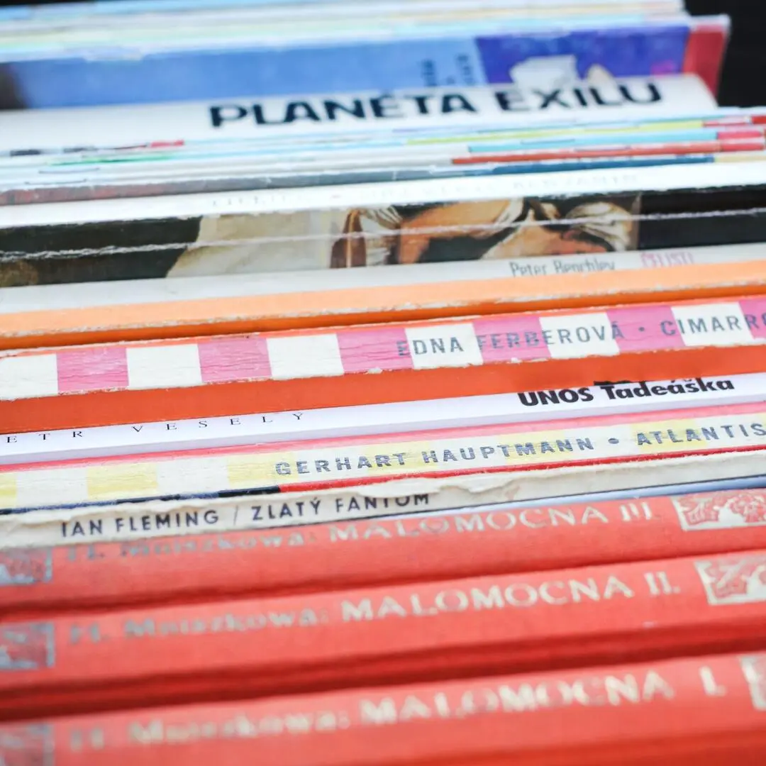 Bücher in einem Holzregal Bücher in einem Holzregal